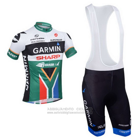 2013 Abbigliamento Ciclismo Garmin Sharp Campione Sudafrica Manica Corta e Salopette